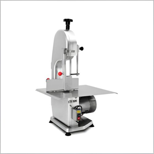 Bone saw machine with 1.1Kw power and a table size of 495×385mm, perfect for efficient bone and meat cutting in commercial kitchens and meat processing facilities.