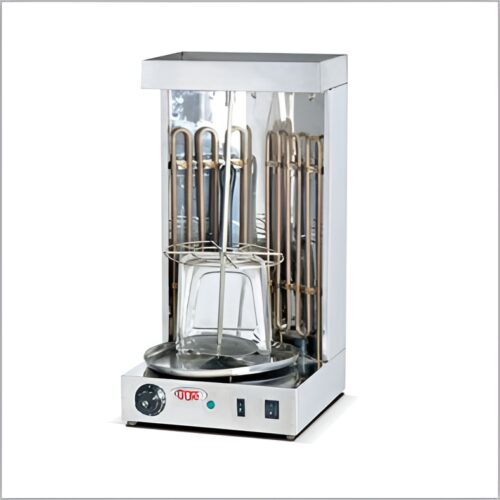 Compact electric shawarma machine, model PE1, with dimensions 290×240×450mm and 3Kw power