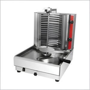 Large electric shawarma machine, model PE2, with dimensions 535×685×750mm and power rating of 6.6Kw