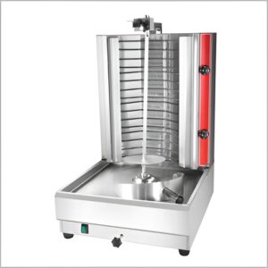 Large electric shawarma machine, model PE3, with dimensions 535×685×980mm and 8Kw power.