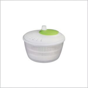 3-liter salad spinner with a white and green lid, perfect for drying salad greens quickly.