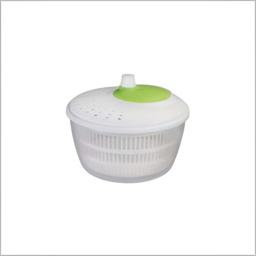 3-liter salad spinner with a white and green lid, perfect for drying salad greens quickly.