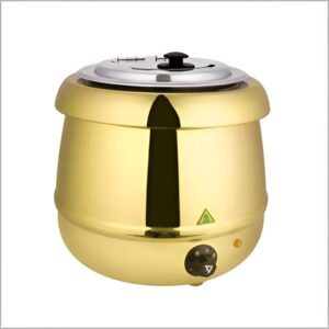 gold soup warmer with a capacity of 10 liters