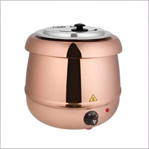 Rose gold soup warmer with a capacity of 10 liters.