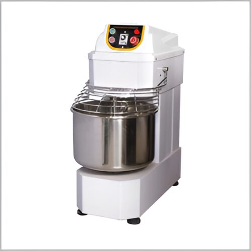 Spiral mixer with a 50-liter capacity, stainless steel construction, and 2.8Kw power.