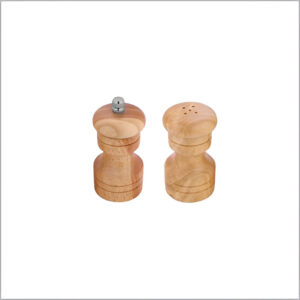 4-inch wooden salt and pepper mill set with a classic design, perfect for dining tables and kitchens.