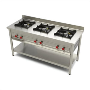 Indinox Three Burner Range from A to Z Kitchen Equipment, durable stainless steel commercial kitchen appliance